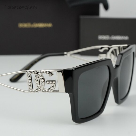 BRAND NEW D&G DG4446B 501/87  Black Silver Dark Gray Square Women Sunglasses main image 4
